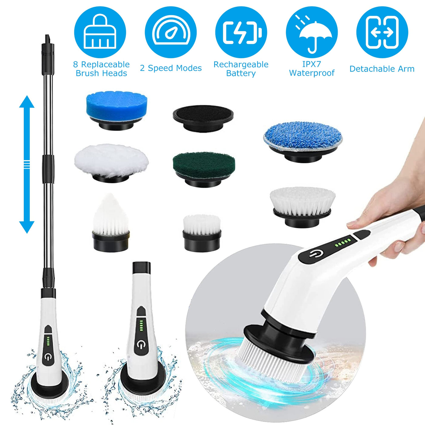 9-in-1 electric spin scrubber